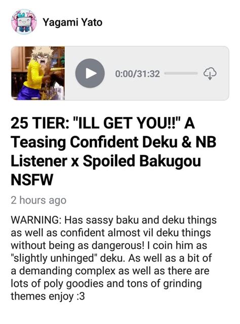 18+ BakuDeku audio! Links below : r/yagami